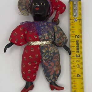 Vintage Mid-Century Jester Doll Painted Face – Bell Hat – Approx. 4.75–5”